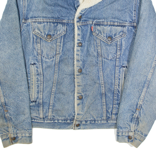 LEVI'S Mens Sherpa Lined Denim Jacket Blue L - Picture 5 of 6