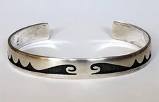 Native American Hopi Sterling Silver Overlay Bracelet Wayne & Emory Sekaquaptewa