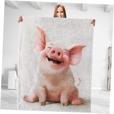 for Pig-Themed Plush Throw Blanket - Ultra-Soft, Comfy, 50in&times;60in Pig02