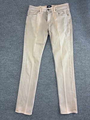 Paige Federal Jeans Mens 33 Beige Stretch Straight Leg Made USA Designer Pants