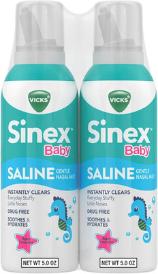 VICKS Sinex Baby Saline Nasal Spray, Drug Free Gentle Nasal Mist, Instantly Clea