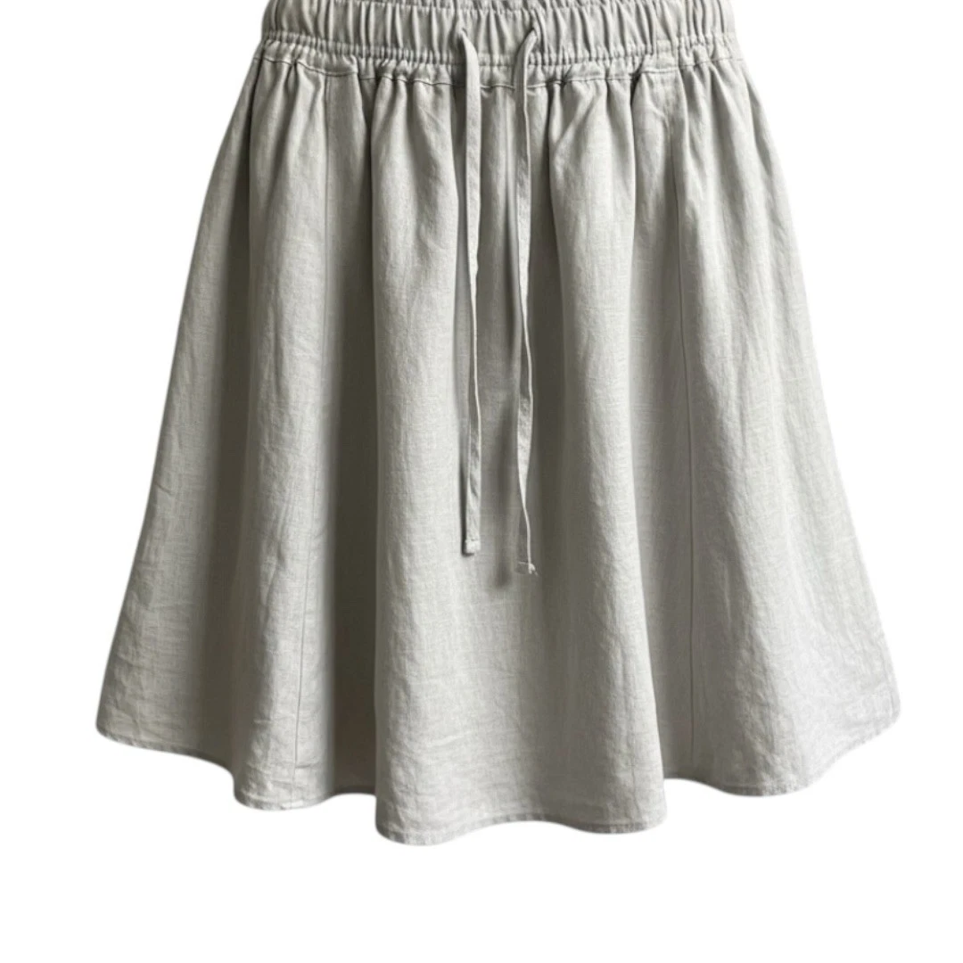 CP Shades Gathered Waist Linen Skirt Natural Size XS