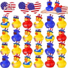 24 Pack Patriotic Rubber Ducks, 4th of July Rubber Ducks for Ducking Bulk, 4t...