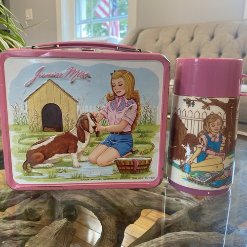 Vintage 1978 Country Lunch Box With Thermo Bottle - Country Girl With Dog