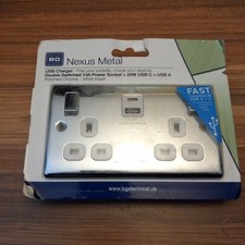 BG Nexus Polished Chrome Double 13A 22W Switched Screwed Socket with USB A & C