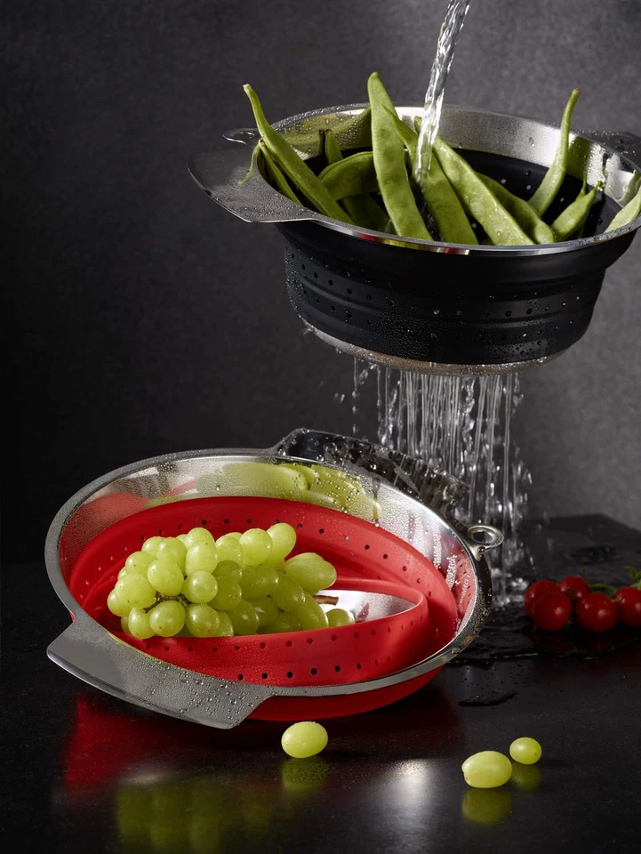 Rosle Stainless Steel Collapsible Colander, 10-inch, Black - Image 4 of 4