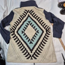 NWT Davi & Dani Jacket Corduroy Front and Aztec Knit Back button up 2XL