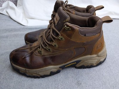 Skechers Arch Fit Boots Mens Size 11 45 Brown Leather Hiking Goodyear SN 204484