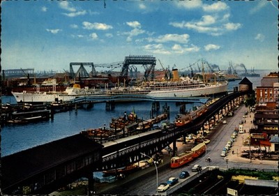 Hamburg Hafen mit U-Bahn Germany vintage postcard g363