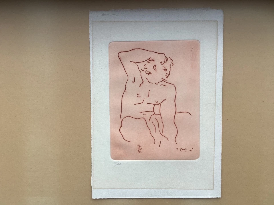 Originale alte Jean Cocteau Radierung signiert datiert nummeriert limitiert - Bild 4 von 4