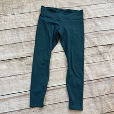Fabletics Womens Cropped Leggings Size M Teal Green Stretch Pull On Activewear