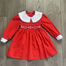 Vintage Winnie the Pooh Sears Smocked Floral Red 4T Toddler Dress