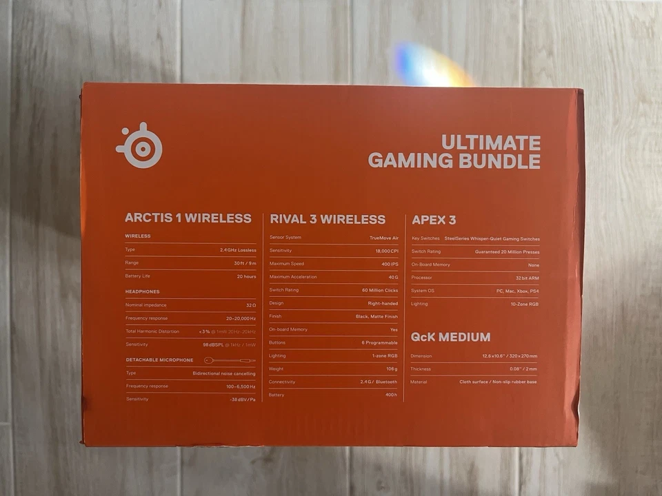 SteelSeries Premier Gaming Bundle Arctis 1 Headset Apex 3 Keyboard Rival 3 Mouse - Image 4 of 4