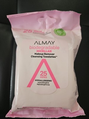 Almay Biodegradable Micellar Makeup Remover Cleansing Towelettes Hypoallergenic