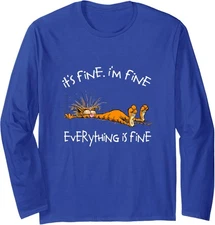 It's Fine I'm Fine Everything Is Fine Funny Cat Lover Long Sleeve T-Shirt