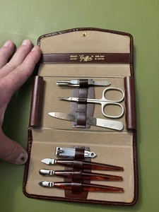 Vintage Griffon Manicure 7 Set Made In Germany   Leather Case Made In Austria