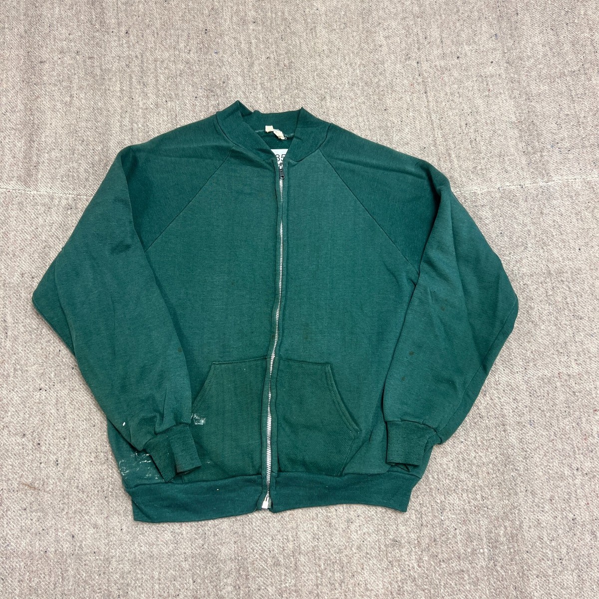 Vintage Full Zip Sweatshirt Mens Medium Green 1960s Distressed | eBay