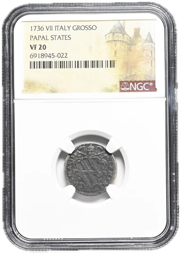 ITALY, Papal States. Clement XIII. Silver Grosso, 1736, NGC VF20