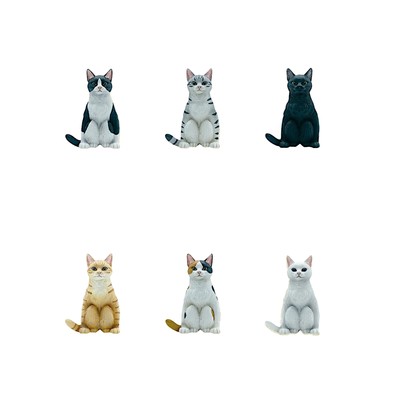 Hockende Katzen normal 6 verschiedene Set Gashapon Kapsel Spielzeug