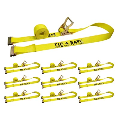 10 Pack 2'' x 12' E-Track Ratchet Tie Down Strap Truck Trailer Enclosed Cargo Van