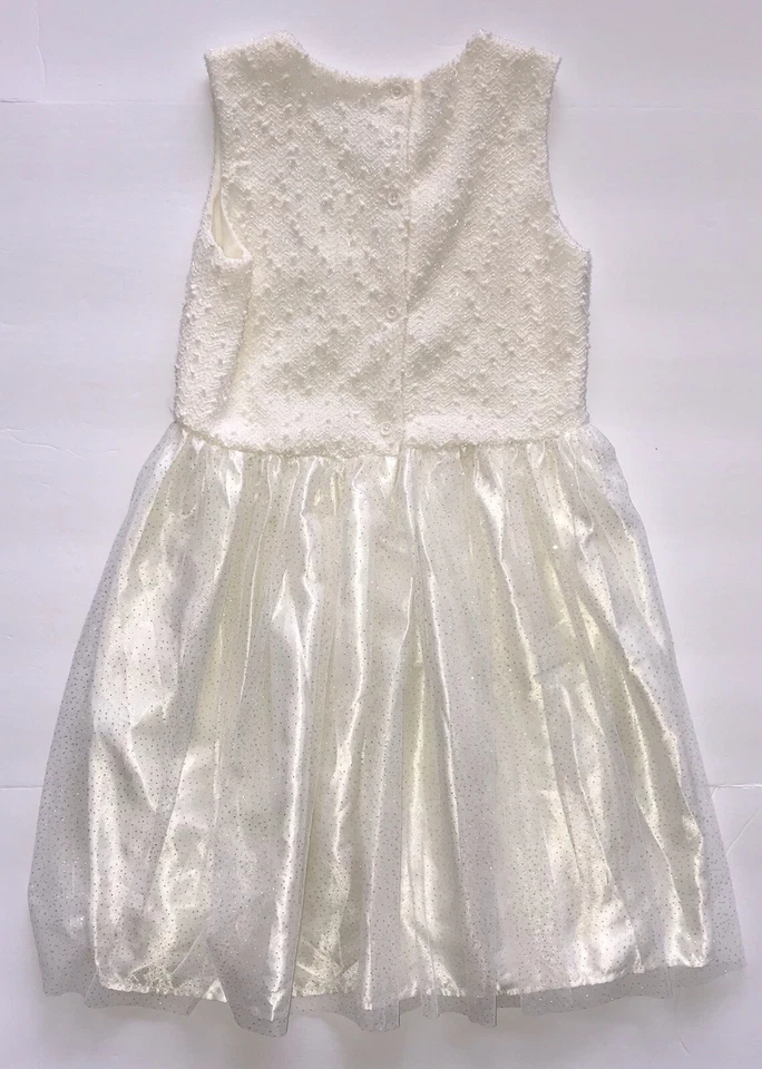 NANNETTE Kids 2-Piece Set Holiday Special Occasion Bow Dress/Coat Size 12 Cream - Image 4 of 4