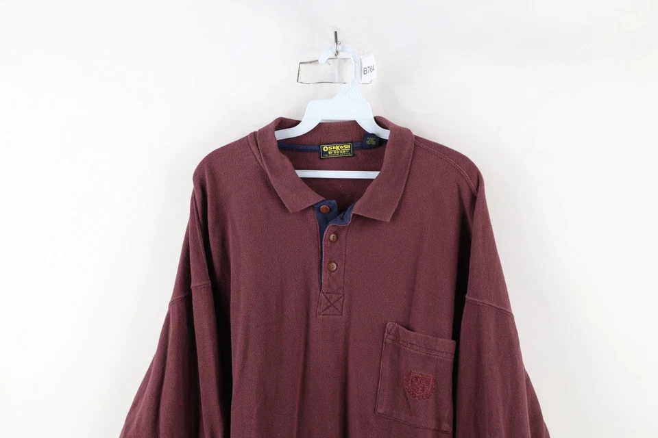 Винтажный 90-х OshKosh B'Gosh мужской XL выцветший тепловой трикотажа длинным рукавом регби поло - Изображение 2 из 4