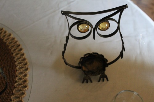 Metal Owl Tealight Votive Candle Holder w/Glass Candle Holder (2 available) - Picture 10 of 13