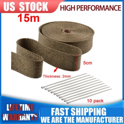 Titanium Exhaust Heat Wrap Roll Lava Rock LR Heat Shield Header 2'' X50FT For Dei