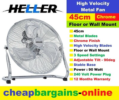 45cm FAN CHROME FREESTANDING OR WALL 