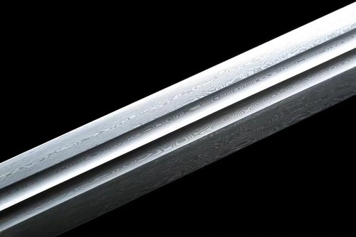 Espada de la dinastía Tang china de tradición fina doble filo plegable hoja de acero Damasco - Imagen 8 de 11