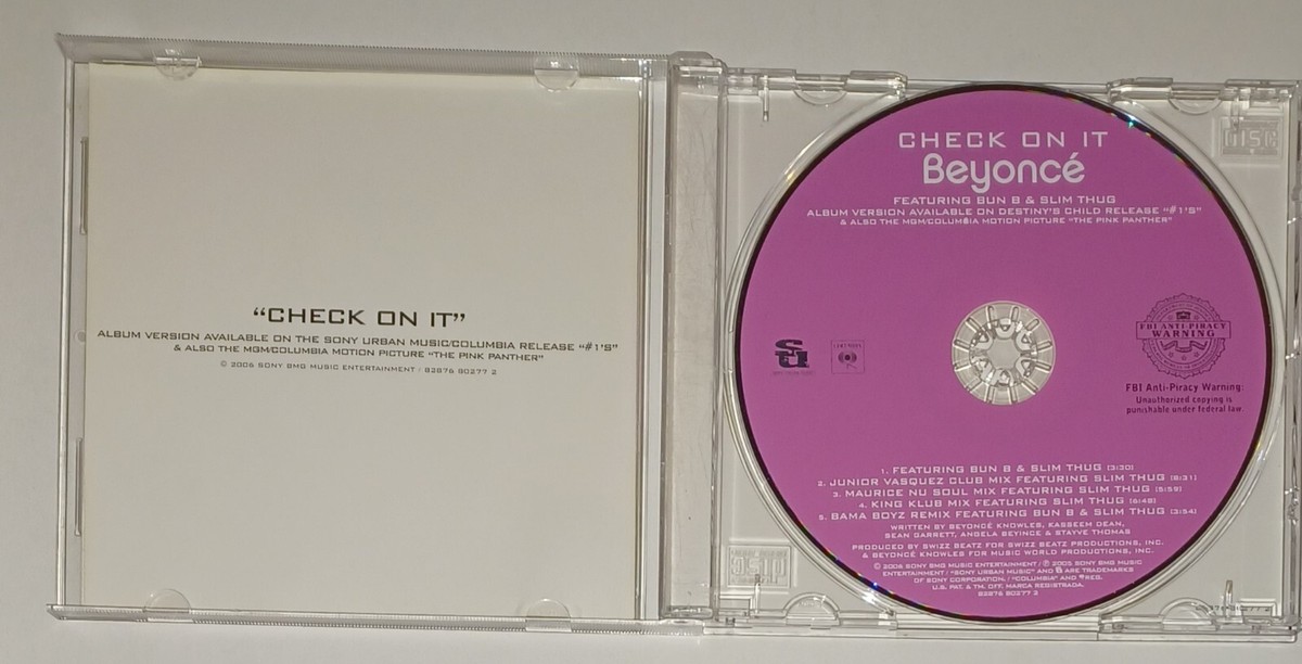 Beyoncé - Check on It (feat. Bun B & Slim Thug) - CD Maxi Single