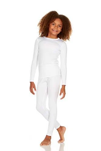 Girls Thermal Underwear Set for Kids Long Johns Underwear Ultra X-Small  White