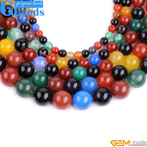 Round Agate Beads for Jewelry Making Loose Beads Wholesale 15'' Natural Stone - Picture 37 of 124