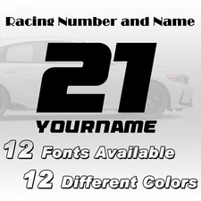 Racing Car numbers 2 pack die-cut door custom number rally sport decal V5
