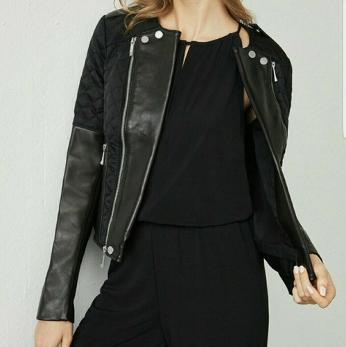 BCBGMAXAZRIA MOTO Logan Leather Quilted 