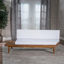 Emmory Minimalist Wood Left Sided Settee 2 Seater Sofa Bench with Cusion