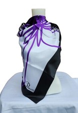 VTG 90s Panucci Signature Graffiti Purple Splash Square Satin Scarf 35"x35" 