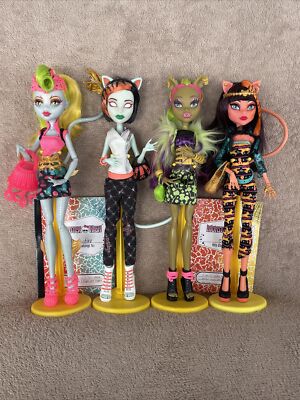 Monster High Puppe Freaky Fusion Lagoonafire, Scarah Toralei, Clawvenus & Cleolei