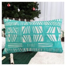 Accent Lumbar Pillow Cover Cotton Aqua Blue Turquoise 12 inchX20 inch 30X50cm 