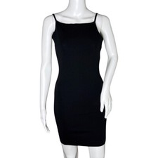 Zara Dress Womens Small Solid Black Mini Bodycon Layering Neutral Minimalist