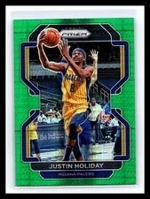 💥JUSTIN HOLIDAY 2021-22 PRIZM GREEN HYPER HOLO REFRACTOR 50 PRINTED SSP # 188