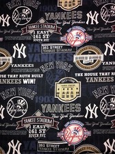 MLB NY Yankees Stadium 1/2 yard 18 by 44 Cotton Fabric new