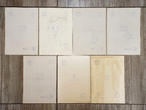 Salvador Dali Lot of 20 drawings on antique paper signed and sealed vintage.. - Picture 4 of 4