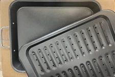 Broiler Pan, Chicken Pan, Turkey Pan, BBQ, Crispy Chicken, Steak, Pork, Fish.