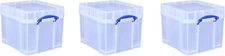 Really Useful Box 35Liter Plastic Stackable Storage Container W/ XL Snap Lid 3PC