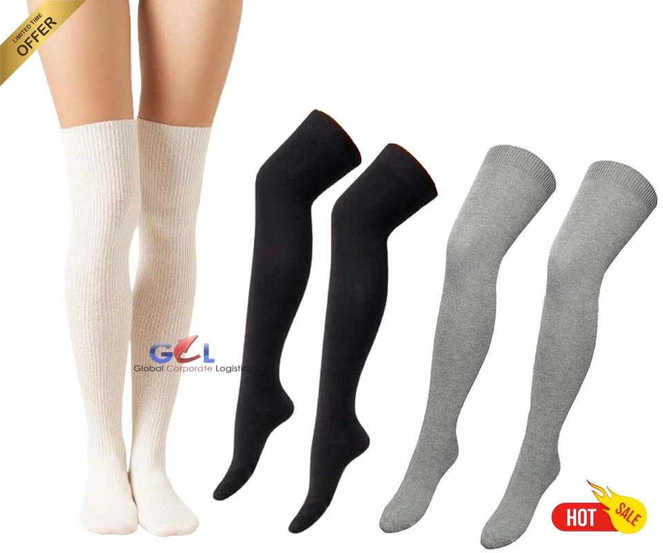 Meias femininas bota longa cor sólida acima do joelho coxa meia escola menina - Imagem 3 de 3