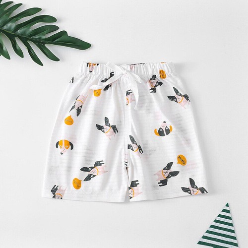 Kids Summer Cotton Loose Casual Cute Print Open Crotch Elastic Drawstring Shorts - Picture 48 of 57