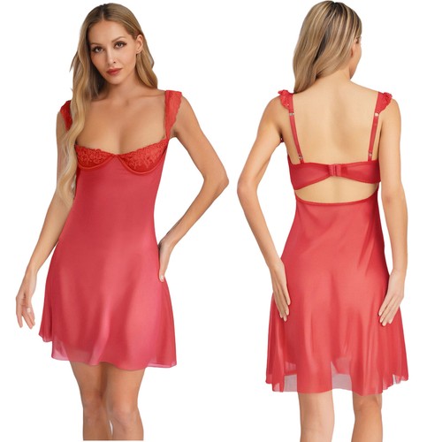 Women's See Through Babydoll Nightwear 1/4 Cup Underwire Push Up Lingerie Set - Picture 10 of 70