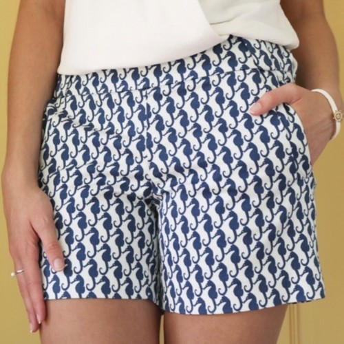 Crewcuts Girls Navy Blue & White Seahorse Print Shorts Girls Youth Size 14