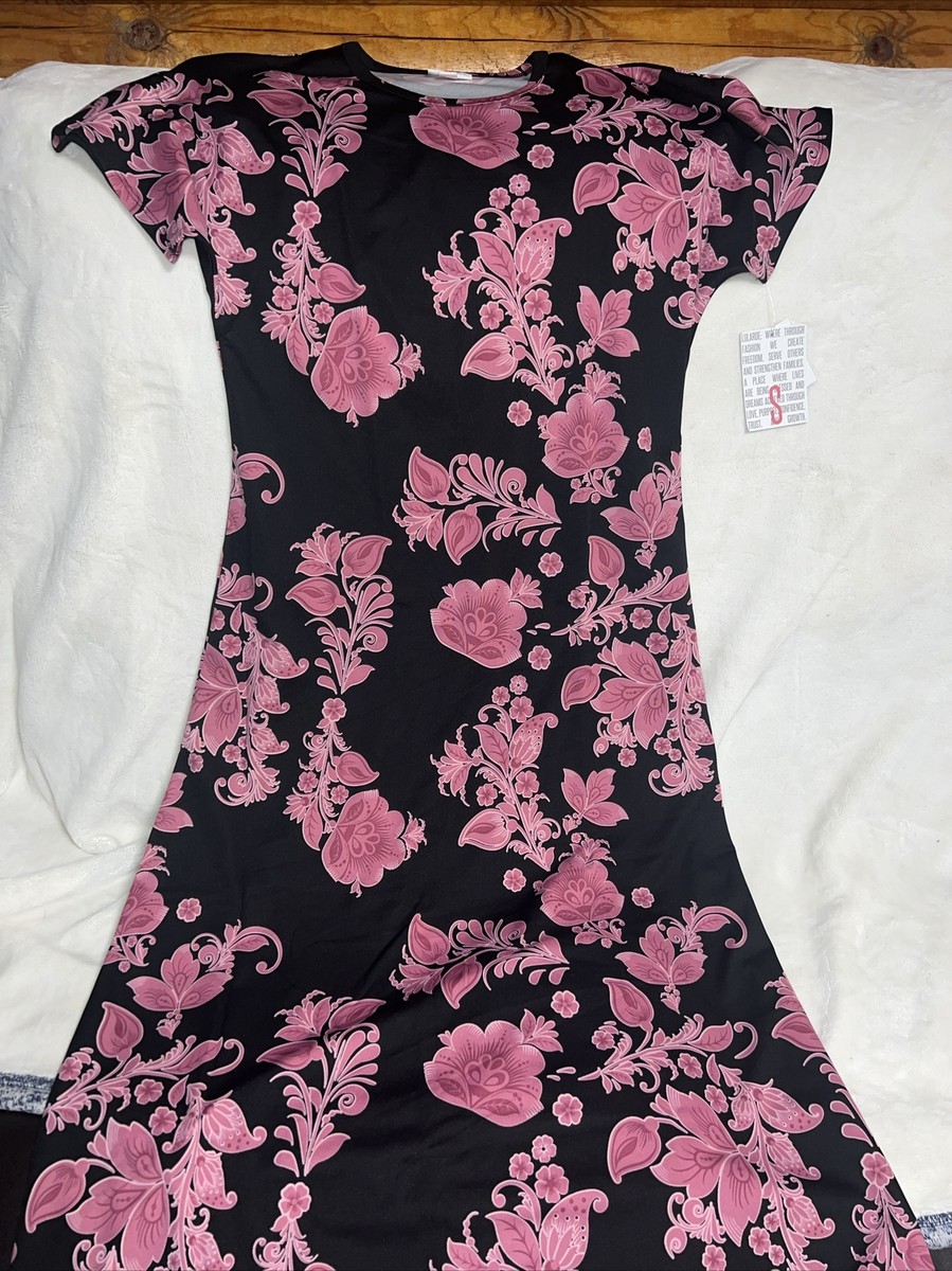 Lularoe Maria Dress Black Pink Floral Paisley Small Scuba Long Maxi 4/6 6/8  New | eBay